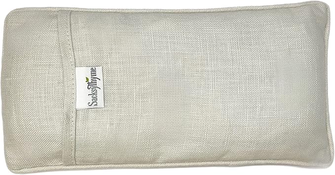 Organic Linen Eye Pillow - Lavender & Flaxseed for Relaxation, Yoga, Stress Relief - Microwavable Heating Pad & Cool Compress - Made in USA - Gifts for Meditation