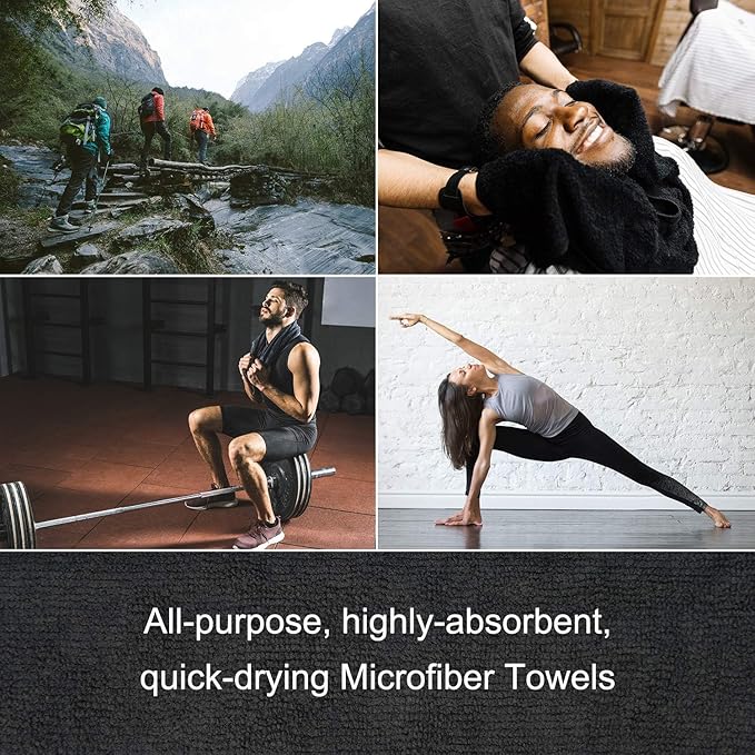 Arkwright Microfiber Gym Towel - Pack of 12 - Super Soft, Quick Dry Workout Sweat Towels, 300 GSM Lightweight & Absorbent for Sports, Working Out, Yoga, and Spa, 16 x 27 in, Blue