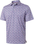 Men's Golf Polo Shirts Short Sleeve Striped Performance Moisture Wicking Dry Fit Golf Shirts for Men