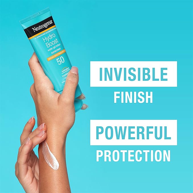 Neutrogena Hydro Boost Moisturizing Water Gel Sunscreen Lotion with Broad Spectrum SPF 50, Water-Resistant & Non-Greasy Hydrating Sunscreen Lotion, Oil-Free, 3 fl. oz, 3 Pack