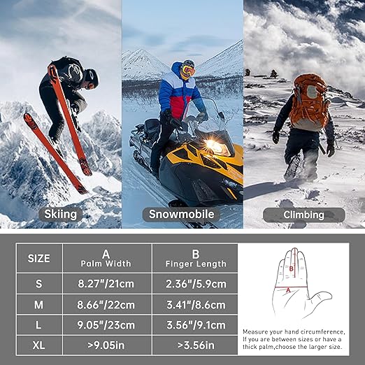 HANDLANDY Winter Gloves for Men Women, Thermal Gloves for Cold Weather Driving Cycling Ski Outdoor, Insulated Leather Work Gloves (Large, Black)