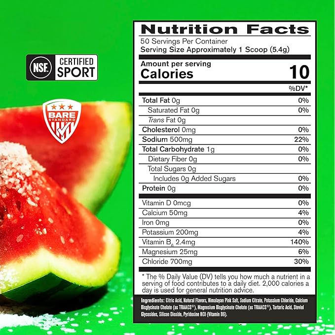 BARE PERFORMANCE NUTRITION, BPN Electrolytes Hydration Drink Mix, No Sugar, Keto, Salted Watermelon