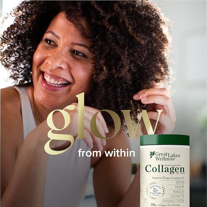 Great Lakes Wellness Bovine Collagen Peptides Powder for Skin, Hair, Nails, Joints & Digestion - Unflavored - Quick Dissolve Hydrolyzed, Non-GMO, Kosher - 32 oz