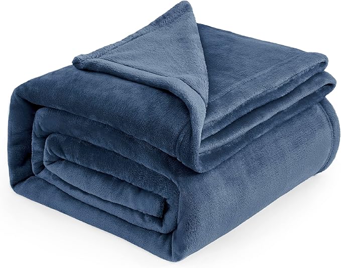 Bedsure Fleece Blankets Queen Size Mineral Blue - Bed Blanket Soft Lightweight Plush Fuzzy Cozy Luxury Microfiber, 90x90 inches