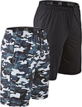 DEVOPS Men's 2-Pack Loose-Fit 10" Workout Gym Shorts with Pockets