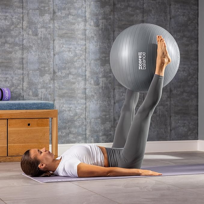 Exercise Ball for Workouts, Anti-Burst and Slip Resistant, Swiss Yoga Ball for Pregnancy, Stability, Fitness and Physical Therapy, 4 Sizes, with Pump