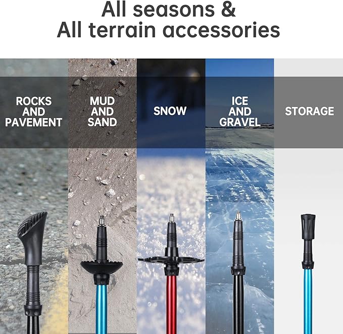 Trekking Poles - Aluminum 7075 Adjustable Walking Sticks with Quick Locks, Expandable to 53", Ultralight for Hiking, Camping, Mountains (Set of 2)