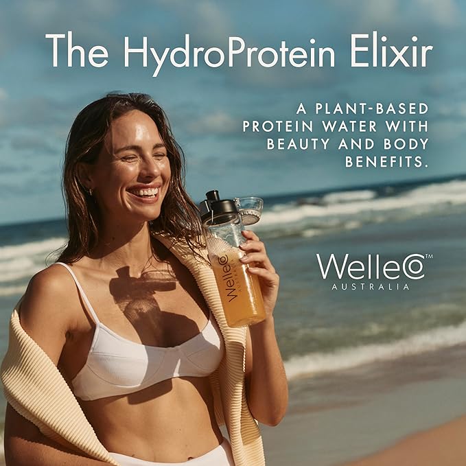 WelleCo HydroProtein Elixir, Potassium Electrolyte Powder with 15g Vegan Protein for Energy, Healthy Hair, Skin & Nails, Easy to Digest Powdered Electrolytes, Black Currant & Pomegranate, 9.5oz Jar