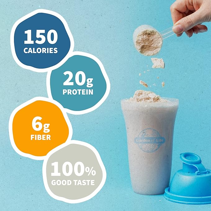 Garden of Life Meal Replacement Shakes, Vegan Protein Powder, Raw Organic Meal, Lightly Sweet Powder with Plant Based Pea Protein, Sprouts, Greens, Probiotics, Dairy Free 14 Servings