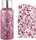 MAEPEOR Chunky Face Body Glitter Gel 19 Colors Mermaid Sequins Holographic Body Glitter Gel Long-Lasting Festival Makeup Glitter Paint for Face Body Hair Nails (30g, 03 Pink)