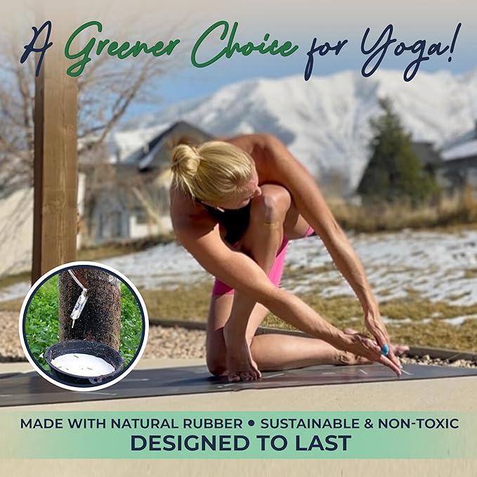Eco Balance Yoga Mat with Carry Strap – Superior Grip, Non-Slip, Durable & Lightweight, Eco-friendly Natural Rubber Mat with Alignment Lines, 4mm Thick mat for Ultimate Comfort