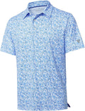 Men's Golf Polo Shirts Short Sleeve Striped Performance Moisture Wicking Dry Fit Golf Shirts for Men