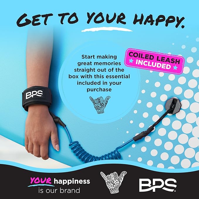 BPS New Zealand ‘Shaka’ Body Board for All Wave Conditions - Lightweight with EPS Core, HDPE Slick Bottom, Body Boards for Beach with Wrist Leash and Plug for Kids and Adults - All Skill Levels