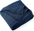 Carriediosa 100% Cotton Muslin Throw Blanket 66" X 90" Twin XL Size，4-Layers Summer Gauze Throws for Bed Couch，Soft Lightweight Breathable Linen Blankets Bedspread for Adults All Season，Navy Blue