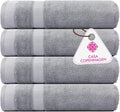 CASA COPENHAGEN, Solitaire, 600 GSM, 27x55 Inches Large Bath Towels, Set of 4 Towels, Super Soft and Absorbent, Egyptian Cotton Towels for Bathroom & Shower - Grey Violet