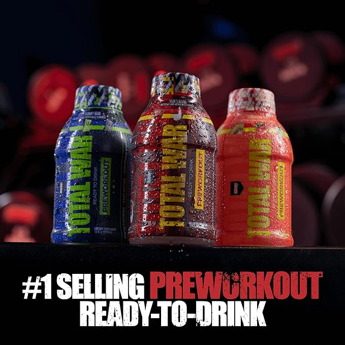 REDCON1 Total War Ready to Drink Preworkout, Baja Bomb - 350mg of Fast Acting RTD Caffeine - Beta Alanine + Citrulline Malate for Increased Pump (12 Servings)