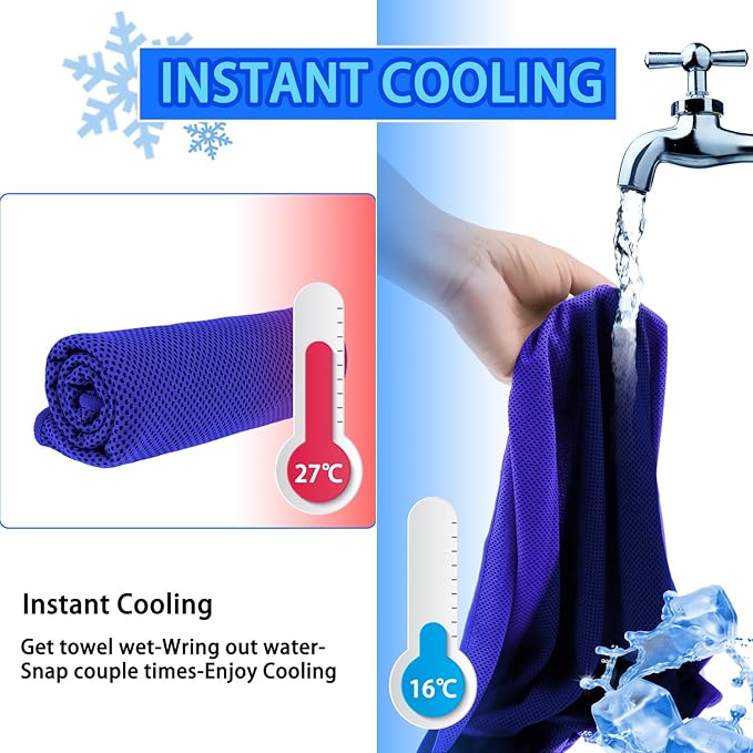 Cooling Towels 40 Pack 40"x 12", 160gsm Bulk Cool Towels, Soft Breathable, Super Absorbent, Quick Cold Towel, for Bowling, Yoga, Travel, Camping, Golf, Football, Hiking, Outdoor Work