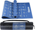 Instructional Travel Yoga Mat with 75 Poses & Exercises - Non-slip Exercise Mat for Home Workout, Includes Carrying Bag - Perfect for Beginners, 68"x24"x0.25"