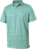 Men's Golf Polo Shirts Short Sleeve Striped Performance Moisture Wicking Dry Fit Golf Shirts for Men
