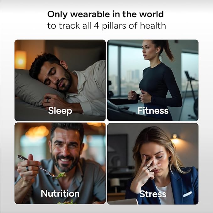 Gabit Smart Ring | AI Health Coach, Period Tracking | Sleep, Fitness, Nutrition, Stress | Track Calorie, Recovery, HRV, | Buy Sizing Kit First | Smart Ring for Women & Men | Titanium, Rose Gold 11