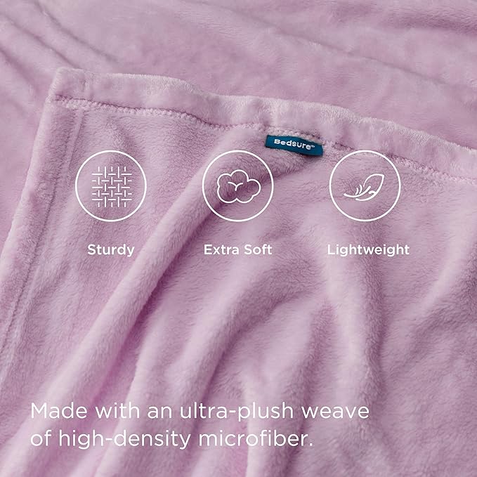 Bedsure Fleece Throw XL Blanket Light Purple - 300GSM Soft Lightweight Plush Cozy Blankets for Bed, Sofa, Couch, Travel, Camping, 50x70 inches
