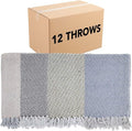 Arkwright Common Ground Bulk Blankets - Pack of 12 - Reversible 100% Cotton All Season Lightweight Couch Bed Throws for Wedding Guests, Travel, and Outdoor Events, 50 x 70 in, Diagonal