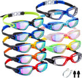 Konohan 10 Pack Swim Goggles Bulk for Kids adult Pool Goggles Anti Fog Silicone No Leak Swimming Glasses for Men Women Youth