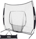 ZELUS Baseball Net 7 ft x7 ft, Softball Hitting & Pitching with Carry Bag, Ground Stakes, Portable Backstop & Bow Frame, Training Equipment for All Ages