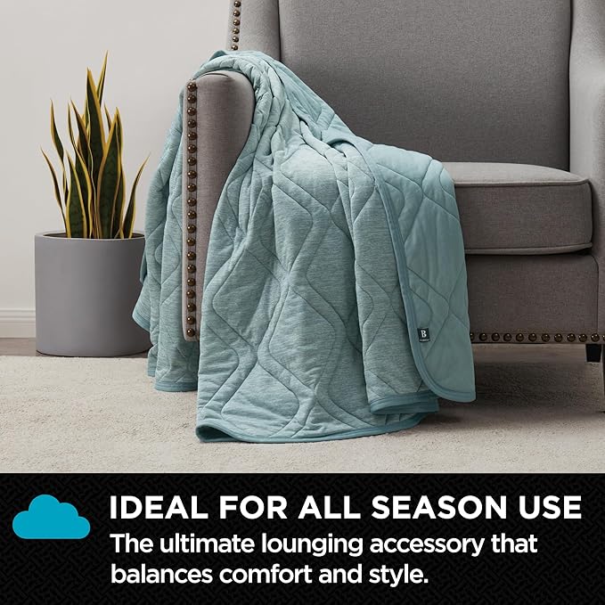 Brookstone Cooling Comfort Throw - Innovative Cooling Dual-Sided Throw - Oversized Cool Blanket for Hot Sleepers - Cooling Blankets for Sleeping - Nylon and Polyethylene Cooling Blanket - Green Milieu