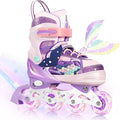 Children's Adjustable Inline Skates with 4-Size Adjustable Fit, Inline Skates with Triple Safety Straps & LED Light Wheels Perfect for Beginners,Ideal Gift for Boys & Girls