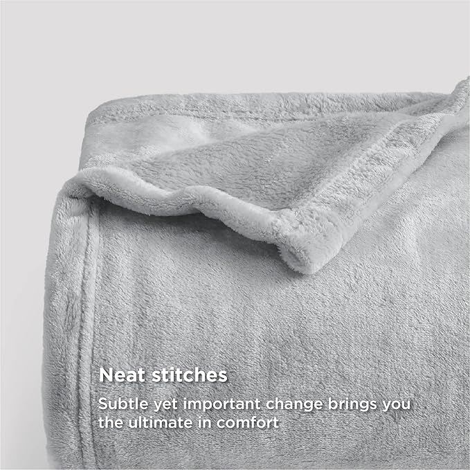 Bedsure Twin XL Fleece Blanket Dorm Bedding - Lightweight Soft Cozy Blankets for Bed, Sofa, Couch, Travel, Camping,Light Grey, 66"x90"