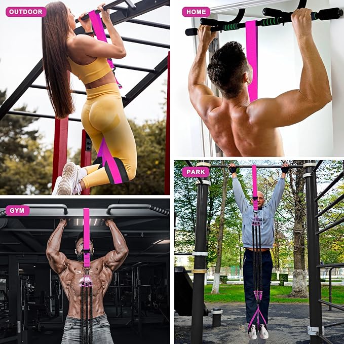 HPYGN Pull Up Assistance Bands, Heavy Duty Resistance Band for Pull Up Bar, Adjustable Weight/Size with Fabric Feet/Knee Rest, Bands for Pull Up Assist for Strength Training, Pull Up Assist Band