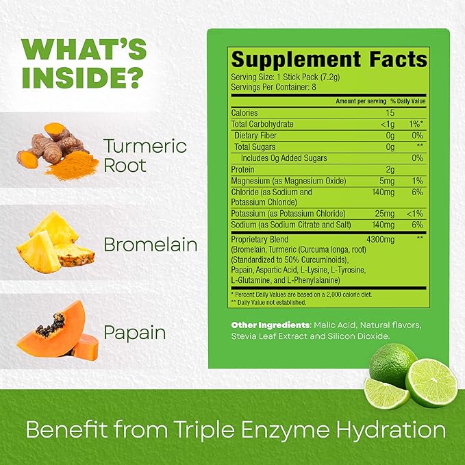 BALA Enzyme Hydration & Sugar-Free Drink Mix Powder - May contributes to Overall Wellness - Lime 0.25oz (30 Count)