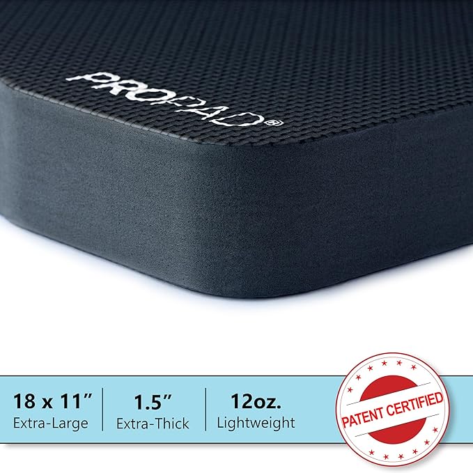 Thick Kneeling Pads, Garden Kneeler for Gardening, Bath Kneeler for Baby Bath, Kneeling Mat for Yoga, Knee Pad for Work, Floor Foam Pad, Extra Large (XL) 18 x 11 x 1.5 Inches, Black (Pack of 2)