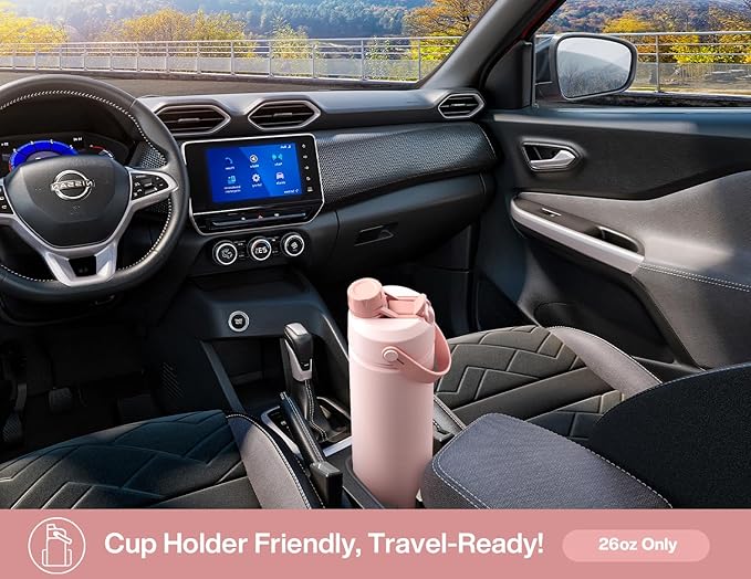 26 oz Insulated Water Bottle with 2-in-1 Straw and Spout Lid, Keep Cold 24H, Leak-Proof, Fits in Car Cup Holder, Stainless Steel Water Bottle for Sports, Travel, and School (Ribbon Whimsy)
