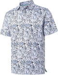 Men's Golf Polo Shirts Short Sleeve Striped Performance Moisture Wicking Dry Fit Golf Shirts for Men