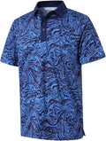 Men's Golf Polo Shirts Short Sleeve Striped Performance Moisture Wicking Dry Fit Golf Shirts for Men