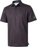Men's Golf Polo Shirts Short Sleeve Striped Performance Moisture Wicking Dry Fit Golf Shirts for Men