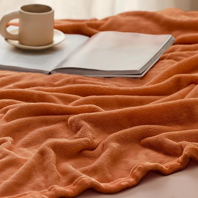 Bedsure Fleece Blankets Queen Size Mango - 280GSM Soft Lightweight Plush Cozy Blanket for Bed, Sofa, Couch, Travel, Camping