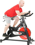 Sunny Health & Fitness Indoor Cycling Exercise Bike w/Pulse Sensors & 4-Way Adjustable Seat, Stationary Home Cardio Training Machine w/Micro-Adjustable Magnetic Resistance for Intensive Cardio Session