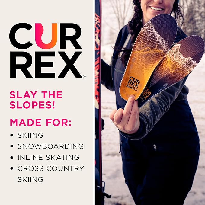 CURREX EdgePro Thermo Regulating Ski Boot Insoles for Snowboarding, Skiing, & Winter Sports ??Ski Boot Inserts with Shock Absorbing Cushioning ??for Men & Women ??High Arch, Medium