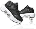 Roller Skate Shoes for Women Four Rounds Children's Roller Skates Shoes That Turn into Rollerskates Sneakers Outdoor Light Shoes with Wheels for Girls/Boys