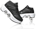 Roller Skate Shoes for Women Four Rounds Children's Roller Skates Shoes That Turn into Rollerskates Sneakers Outdoor Light Shoes with Wheels for Girls/Boys
