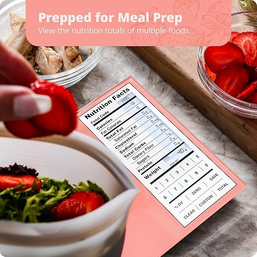 Greater Goods Nutrition Scale with Food Grade Glass, Perfect for Calorie Counting, Meal Prep, and Weight Loss (Coral Pink)