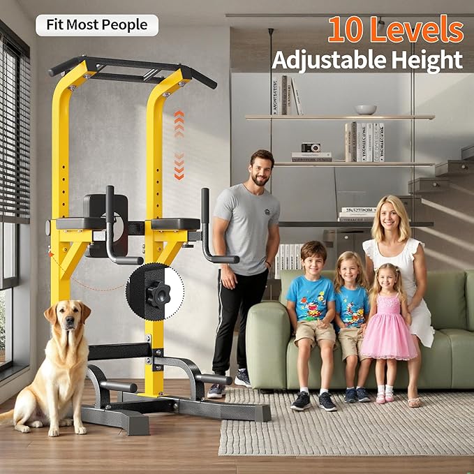SogesHome Adjustable Pull Up Bar & Dip Station, Heavy Duty 500LB Capacity Multifunctional Home Gym Fitness Equipment for Strength Training, Push Up Stand for Arm, Back, Core & Full Body Workout
