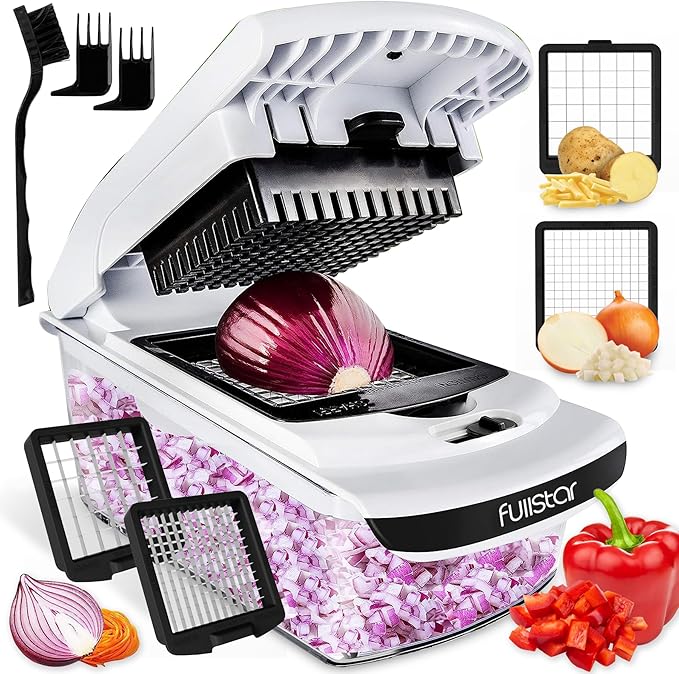 Fullstar The Original Pro Chopper - Vegetable Chopper and Spiralizer, Food Chopper with Container, Fruit Slicer, Kitchen Gadgets & Accessories, Home Essentials (2 in 1, White)