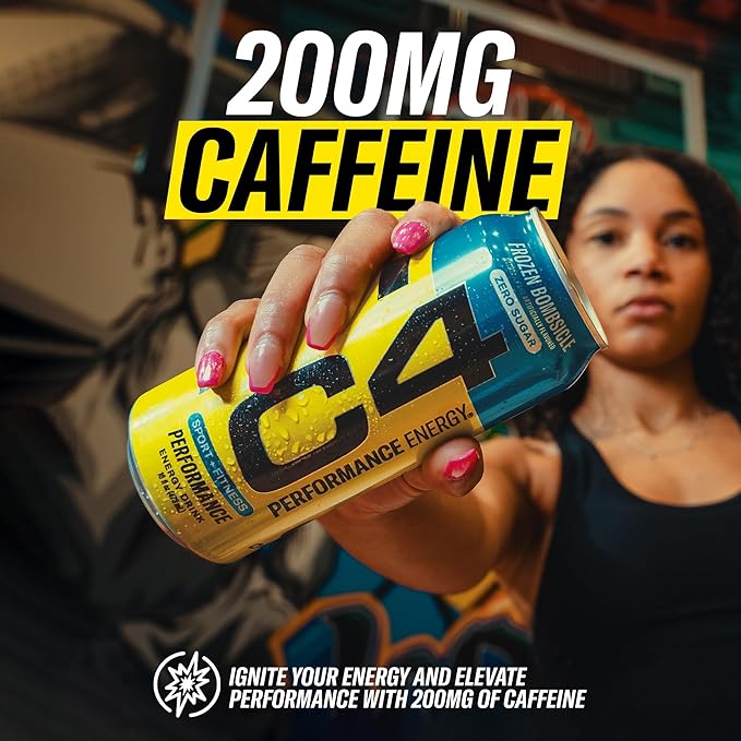 C4 Energy Drink 16oz (Pack of 12) - Strawberry Watermelon Ice - Sugar Free Pre Workout Performance Drink with No Artificial Colors or Dyes