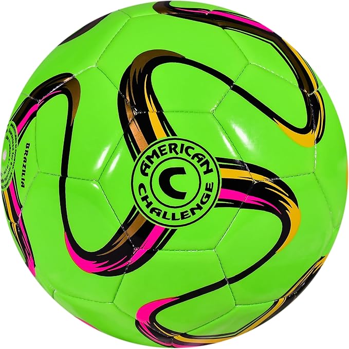American Challenge Brasilia Soccer Ball – Soccer Ball Size 5, 4, 3 & 2 – for Youth & Adults – Ideal for Practice, Training & Grass Fields