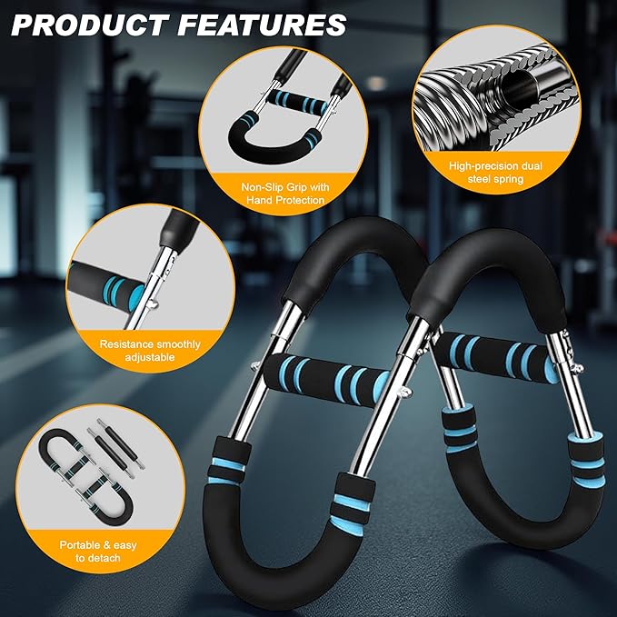 Twister Arm Exerciser Bar – Heavy Duty Adjustable Resistance (60-110 lbs) for Chest, Arms & Shoulders – Portable Home Fitness Equipment for Strength Training Anywhere