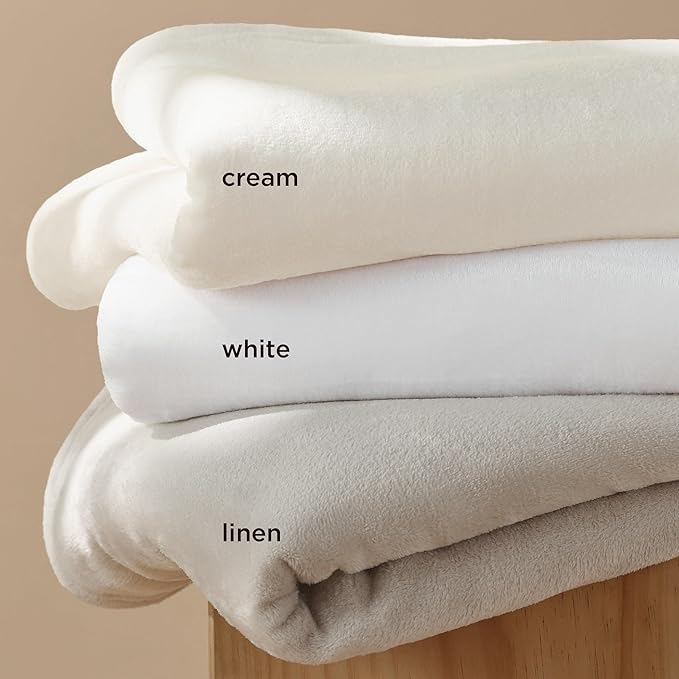 Bedsure Fleece Throw Blanket Linen - 300GSM Soft Lightweight Plush Cozy Blankets for Bed, Sofa, Couch, Travel, Camping, 50x60 inches